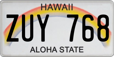 HI license plate ZUY768