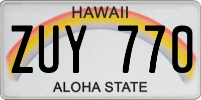 HI license plate ZUY770