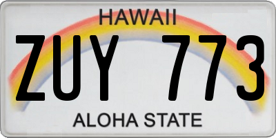 HI license plate ZUY773
