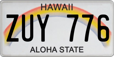 HI license plate ZUY776