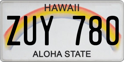 HI license plate ZUY780