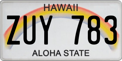 HI license plate ZUY783