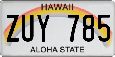HI license plate ZUY785