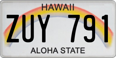 HI license plate ZUY791