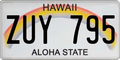 HI license plate ZUY795