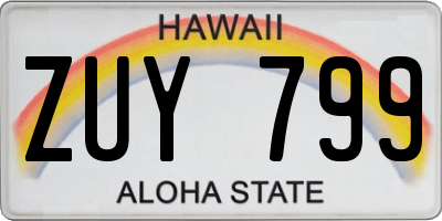 HI license plate ZUY799