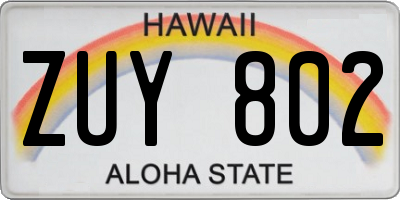 HI license plate ZUY802