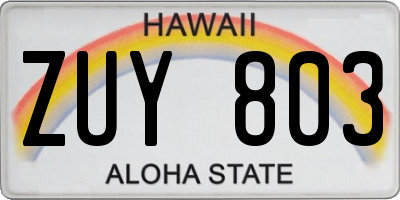 HI license plate ZUY803