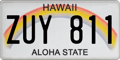 HI license plate ZUY811
