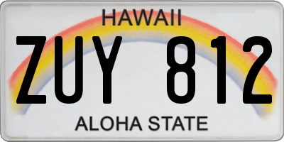 HI license plate ZUY812