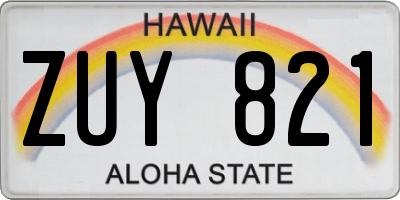 HI license plate ZUY821