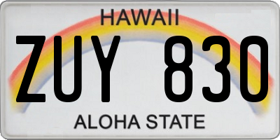 HI license plate ZUY830