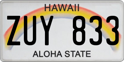 HI license plate ZUY833