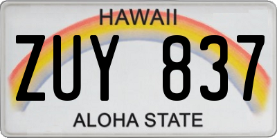 HI license plate ZUY837