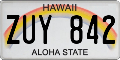 HI license plate ZUY842