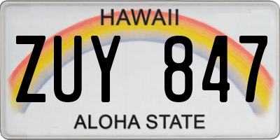 HI license plate ZUY847