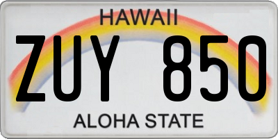 HI license plate ZUY850