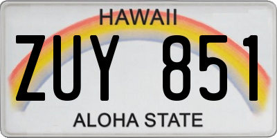 HI license plate ZUY851