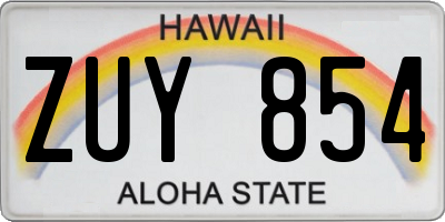 HI license plate ZUY854