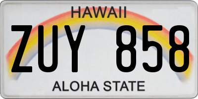 HI license plate ZUY858