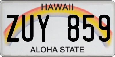 HI license plate ZUY859