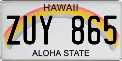 HI license plate ZUY865