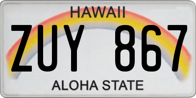 HI license plate ZUY867
