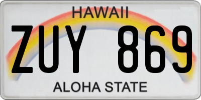 HI license plate ZUY869