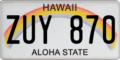 HI license plate ZUY870