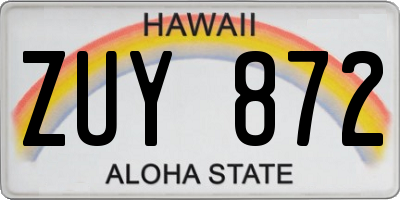 HI license plate ZUY872