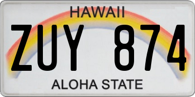 HI license plate ZUY874