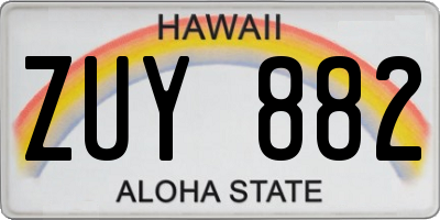 HI license plate ZUY882