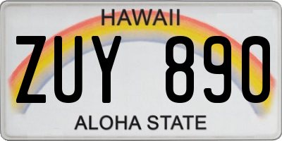 HI license plate ZUY890