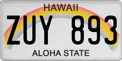 HI license plate ZUY893