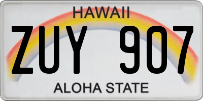 HI license plate ZUY907
