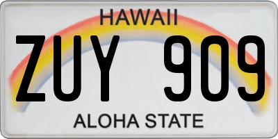 HI license plate ZUY909