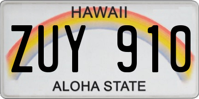 HI license plate ZUY910