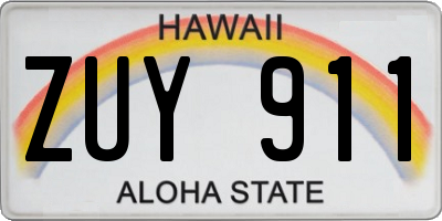 HI license plate ZUY911