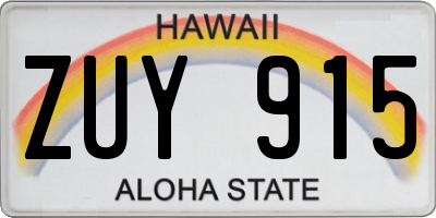 HI license plate ZUY915