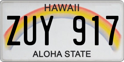 HI license plate ZUY917