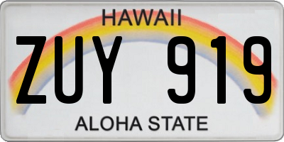 HI license plate ZUY919