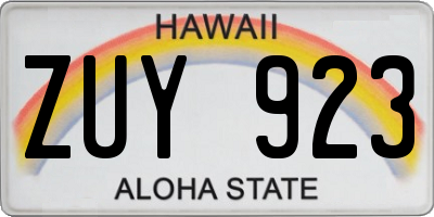HI license plate ZUY923