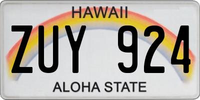 HI license plate ZUY924