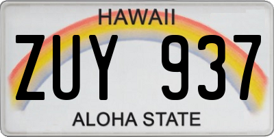 HI license plate ZUY937