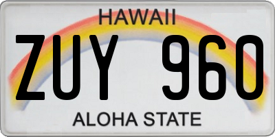 HI license plate ZUY960