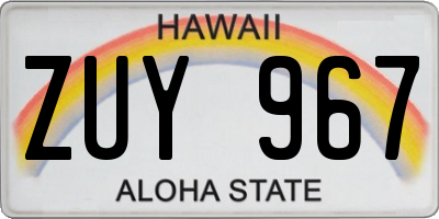 HI license plate ZUY967