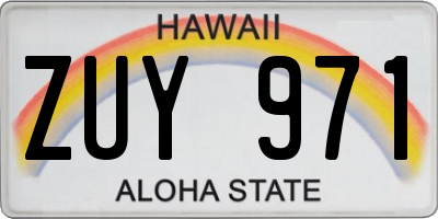 HI license plate ZUY971