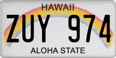 HI license plate ZUY974