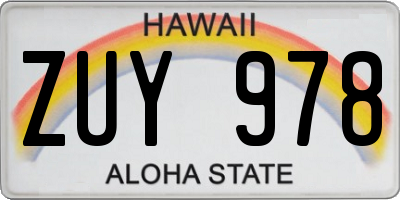 HI license plate ZUY978