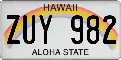 HI license plate ZUY982